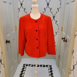 Red Collarless straight short jacket with 3/4 Sleeve. Size 12. Nine West